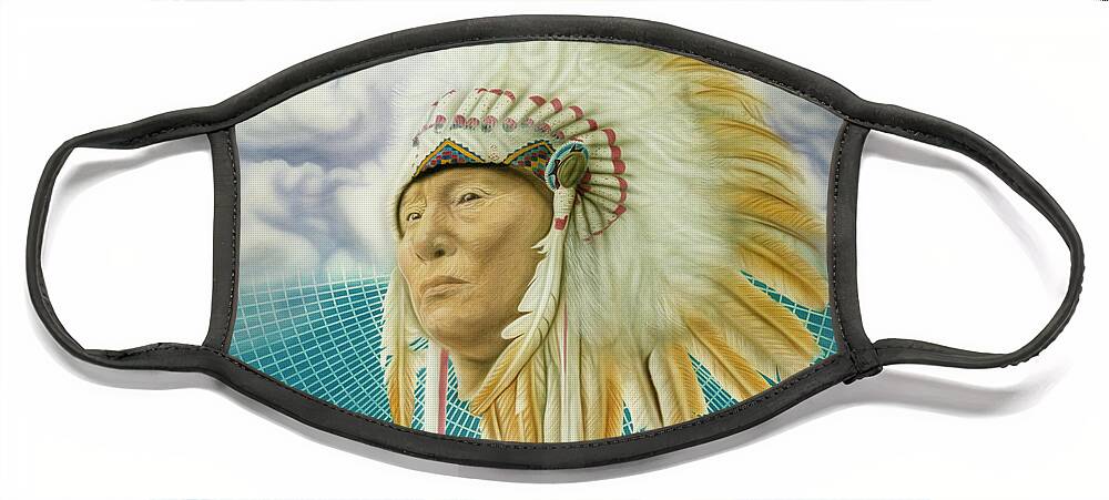Native American Face Mask featuring the painting Proud As An Eagle by Rich Milo