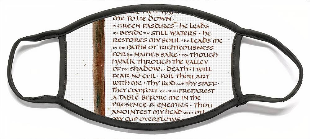 Bible Books Face Mask featuring the painting Psalm 23 by Judy Dodds