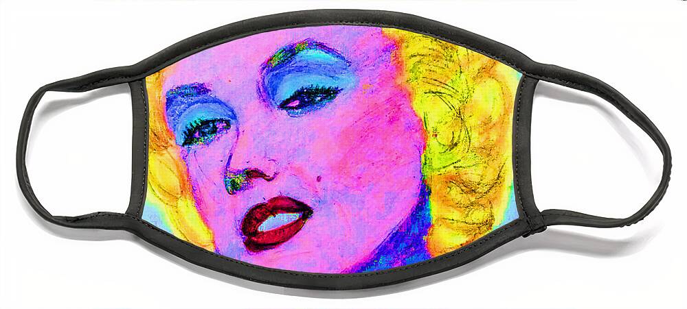 Pop Art Face Mask featuring the drawing Psychedelic Marilyn by Lyric Lucas