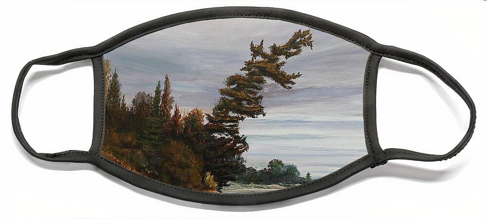 Landscape Face Mask featuring the painting Ptarmigan Bay by Ruth Kamenev