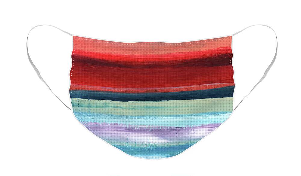 Stripes Face Mask featuring the painting Pueblo- Abstract Art by Linda Woods by Linda Woods