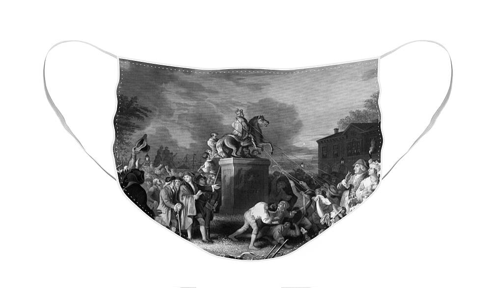 Revolution Face Mask featuring the painting Pulling down the statue of George III by War Is Hell Store