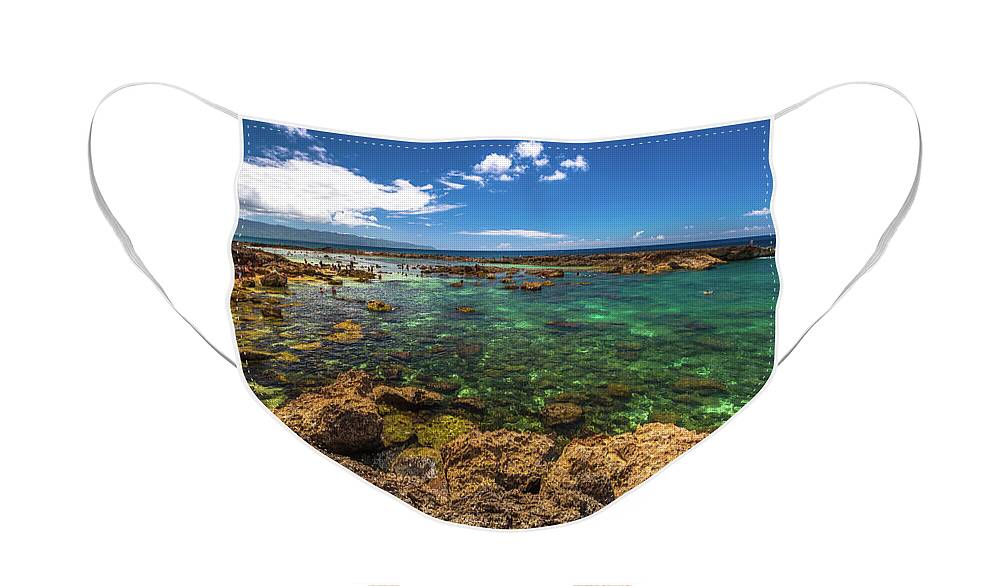 Hawaii Face Mask featuring the photograph Pupukea Sharks Cove by Benny Marty