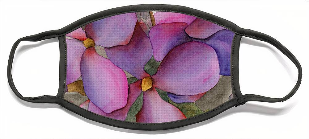 Watercolor Face Mask featuring the painting Purple Cluster by Ken Powers