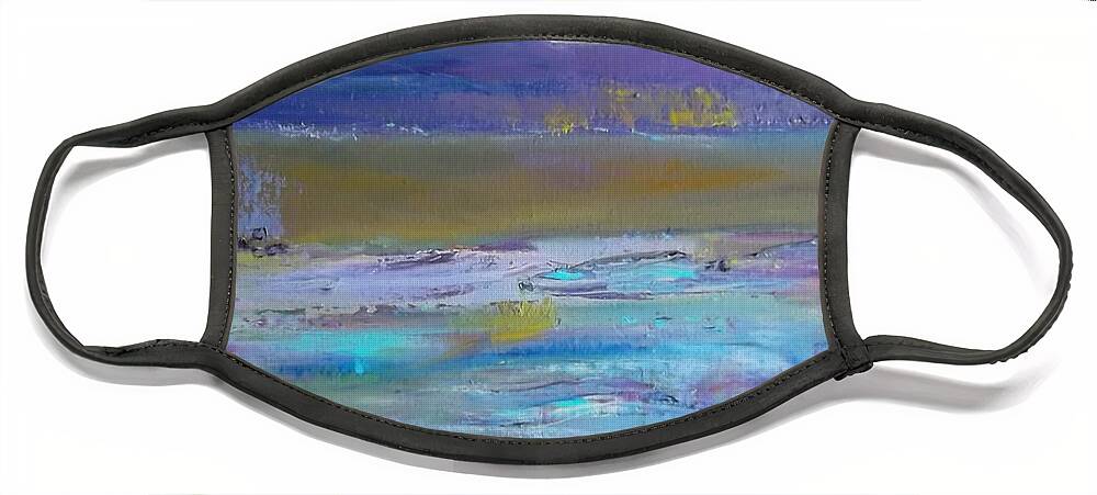 Abstract Face Mask featuring the painting Purple Haze by Susan Esbensen
