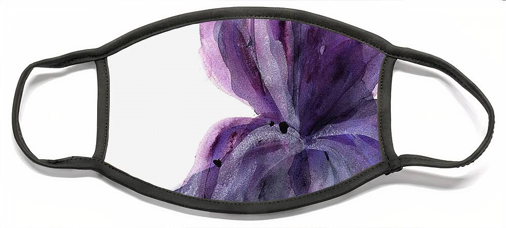 Purple Iris Face Mask featuring the painting Purple Iris by Dawn Derman