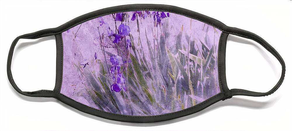 Flowers Face Mask featuring the photograph Purple Irises by Susan Eileen Evans