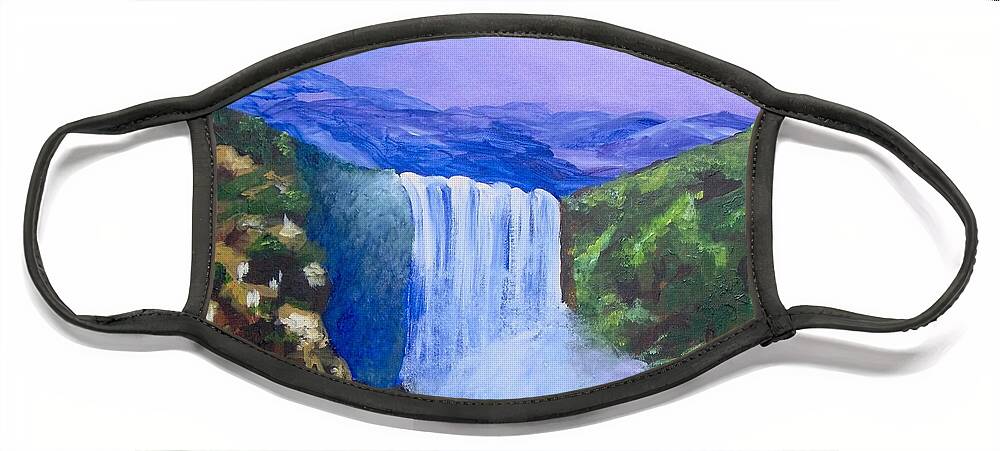 Landscape Face Mask featuring the painting Purple Mountains by Saundra Johnson