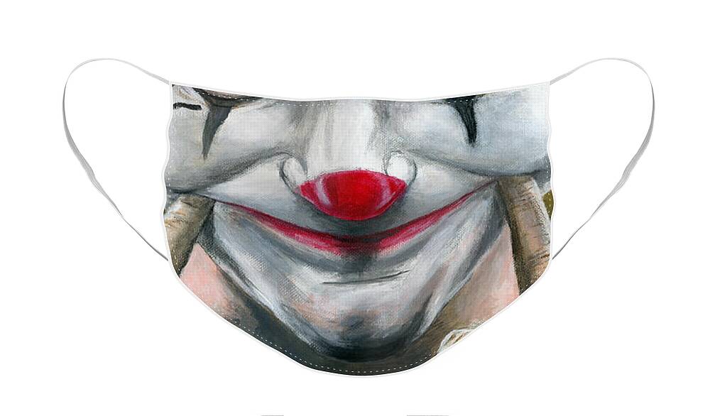 Clown Face Mask featuring the painting Put on a Happy Face by Matthew Mezo