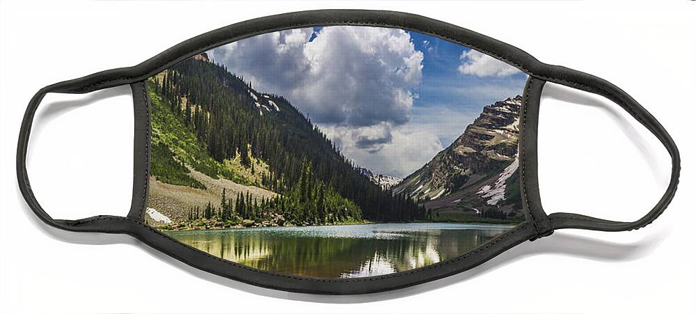 Beauty In Nature Face Mask featuring the photograph Pyramid Peak, Maroon Bells, and Crater Lake Panorama by Andy Konieczny