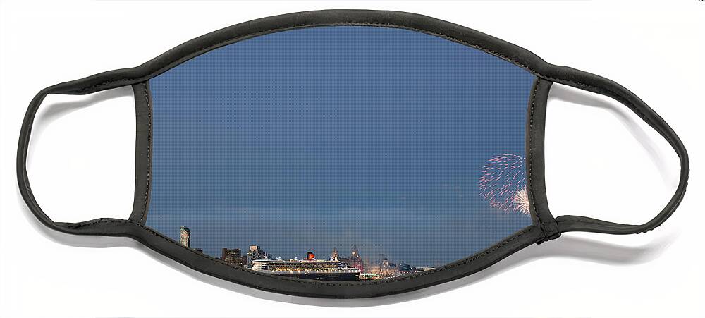  Cunard Face Mask featuring the photograph Queen Mary 2 celebrates #175 by Spikey Mouse Photography