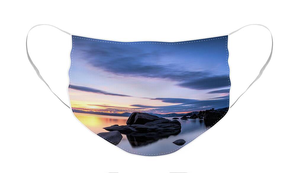 Lake Face Mask featuring the photograph Quiet sunset by Martin Gollery