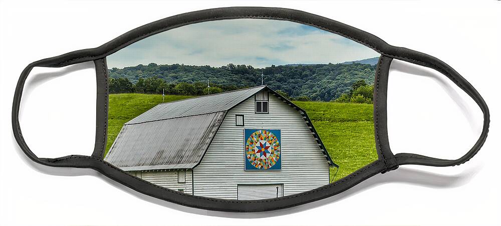 Quilt Barn Face Mask featuring the photograph Quilt Barn by Kerri Farley