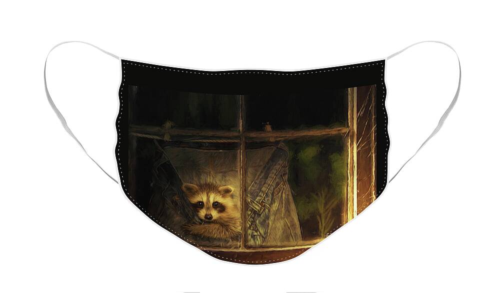 Raccoon Face Mask featuring the digital art Raccoon Pants by Tim Wemple