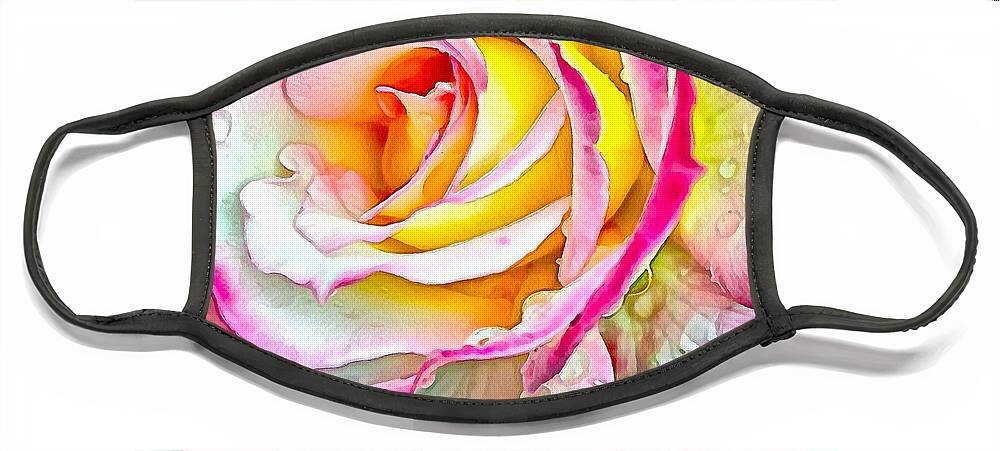 Rose Face Mask featuring the digital art Radiant Rose of Peace by Charmaine Zoe
