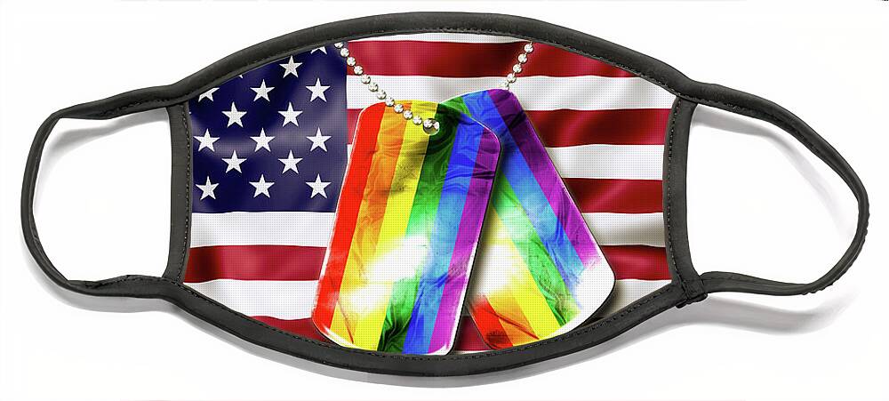 Airforce Face Mask featuring the photograph Rainbow dog tags by Benny Marty