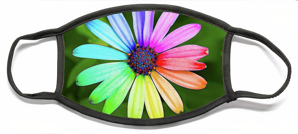 Botanic Face Mask featuring the photograph Rainbow Flower by Sean Davey