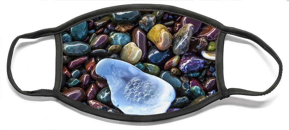 Rocks Face Mask featuring the photograph Rainbow Pebbles by Laura Roberts