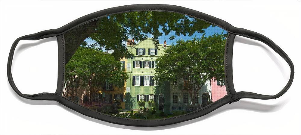 Rainbow Row Face Mask featuring the photograph Rainbow Row in Charleston South Carolina by Dale Powell