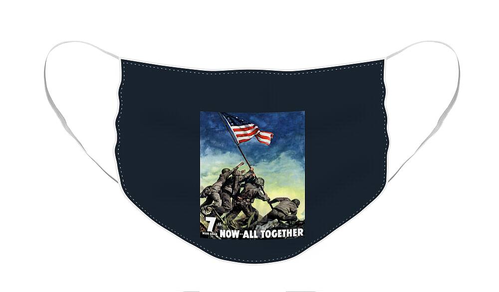 Iwo Jima Face Mask featuring the painting Raising The Flag On Iwo Jima by War Is Hell Store