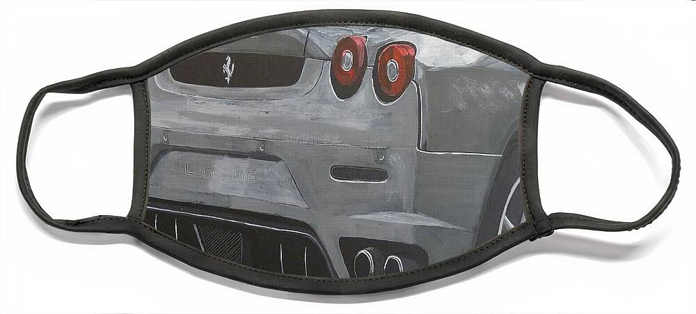 Ferrari Face Mask featuring the painting Rear Ferrari F430 by Richard Le Page