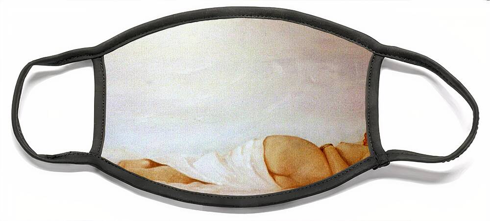 Reclining Nude Face Mask featuring the painting Reclining Nude 2 by David Ladmore