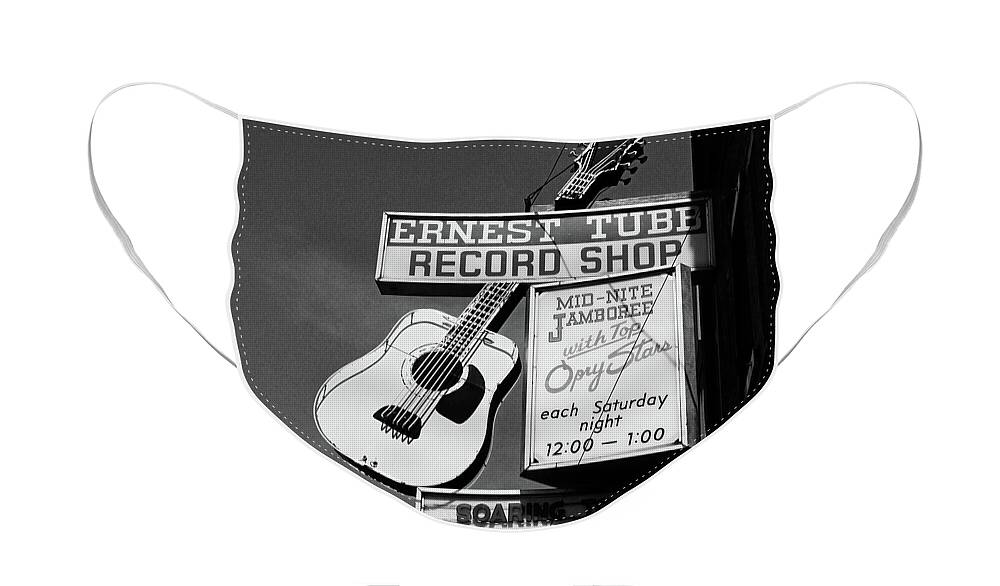 Nashville Face Mask featuring the photograph Record Shop- by Linda Woods by Linda Woods