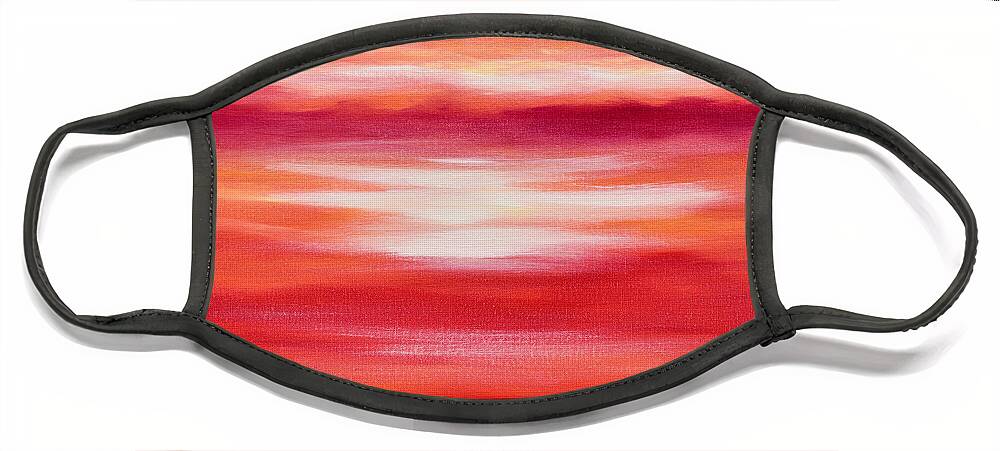 Art Face Mask featuring the painting Red Abstract Sunset by Gina De Gorna