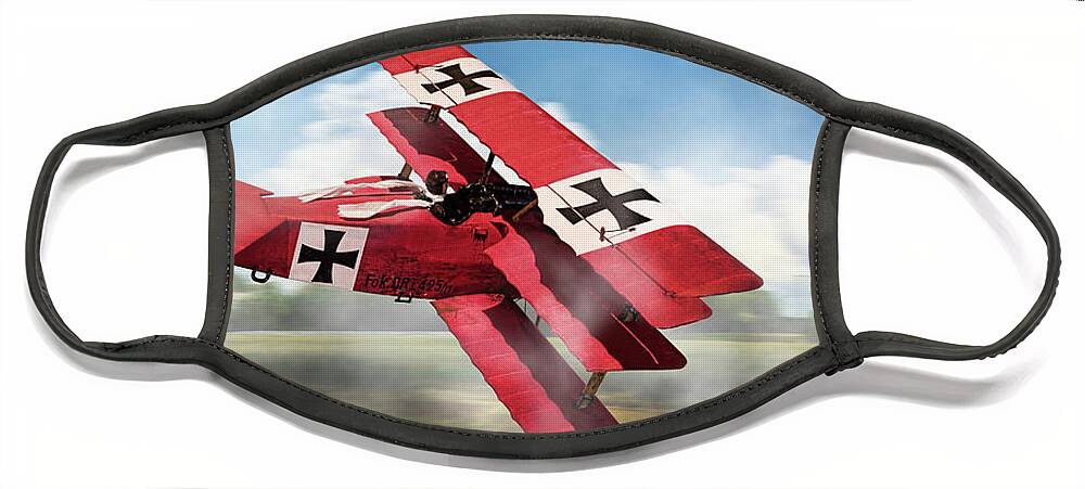 Red Baron Face Mask featuring the photograph Red Baron Panorama - Lord of the Skies by Weston Westmoreland