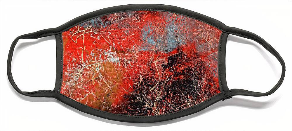 Abstract Face Mask featuring the painting Red Dragon 8 by Marcy Brennan