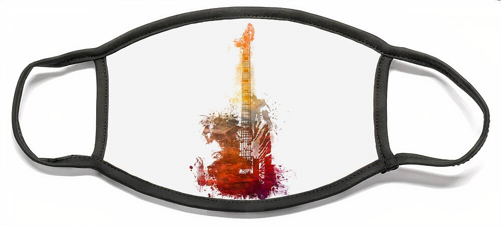 Guitar Face Mask featuring the digital art Red Electric guitar Musical Instrument by Justyna Jaszke JBJart