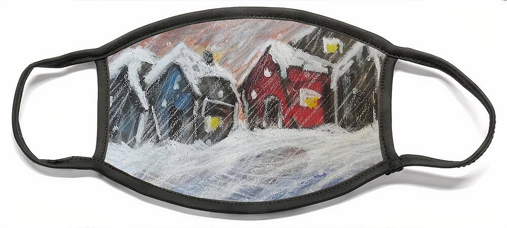 forbinde forræder foretage Red House in the Snow Face Mask by Katt Yanda - Katt Yanda - Artist Website