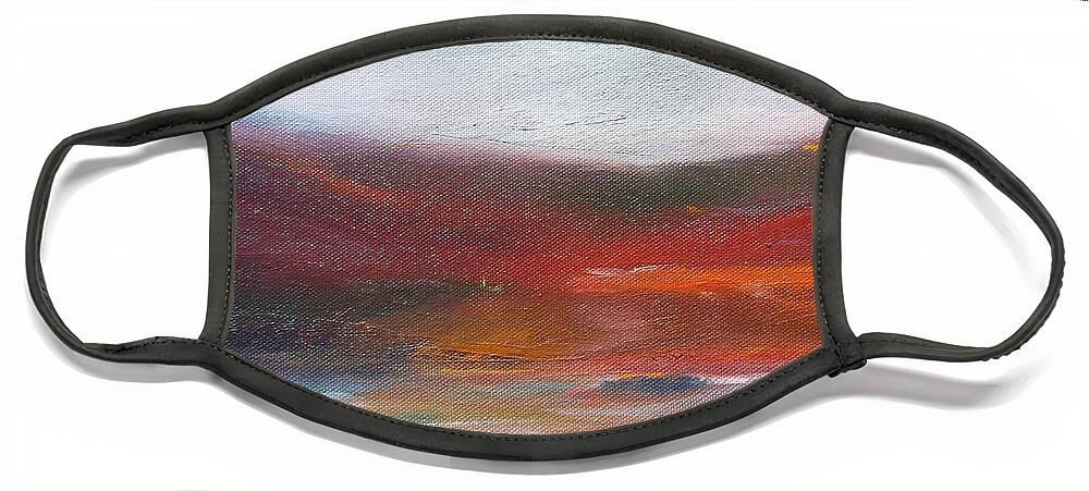 Mountain Face Mask featuring the painting Red Mountain by Susan Esbensen