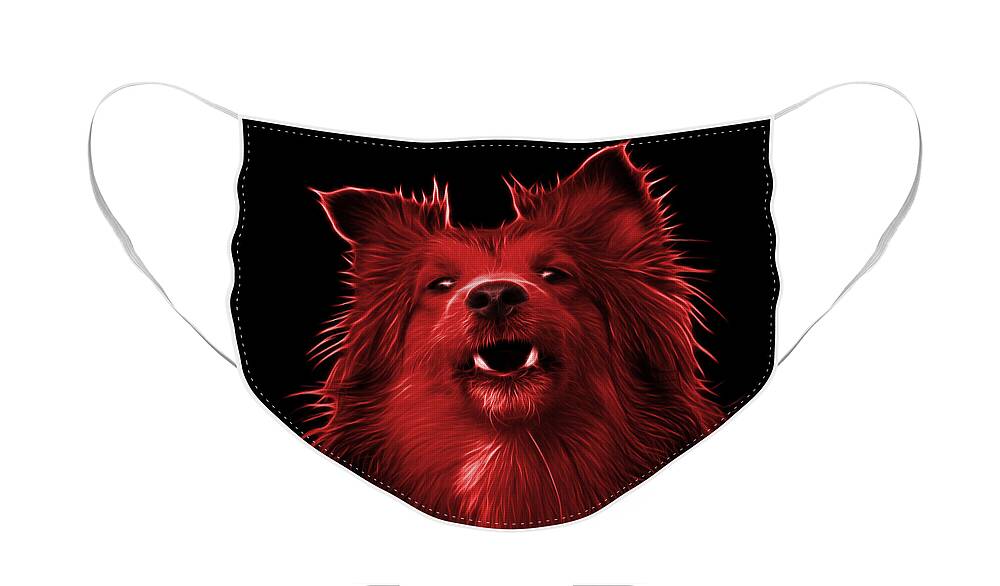 Sheltie Face Mask featuring the painting Red Sheltie Dog Art 0207 - BB by James Ahn