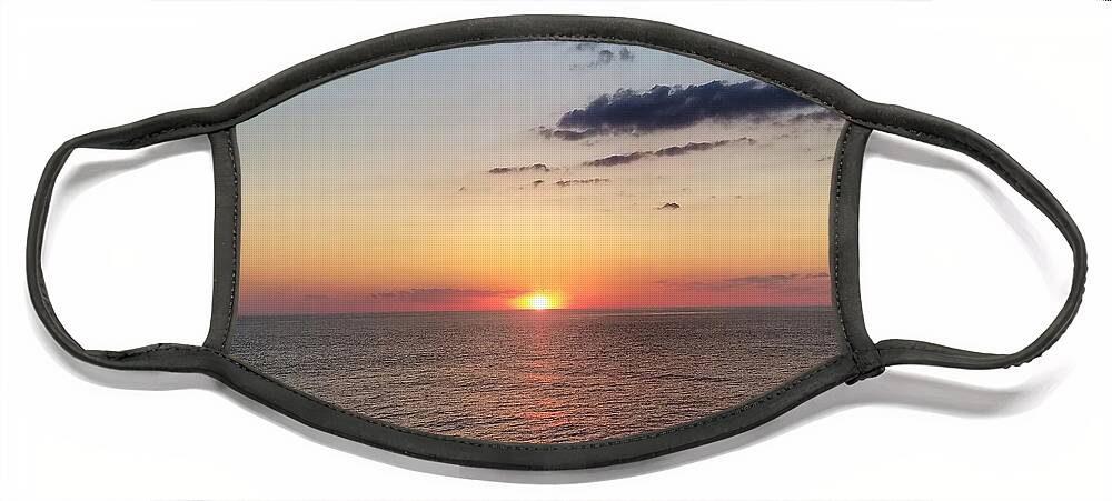 Sunset Face Mask featuring the photograph Red Sunset Over Ocean by Vic Ritchey