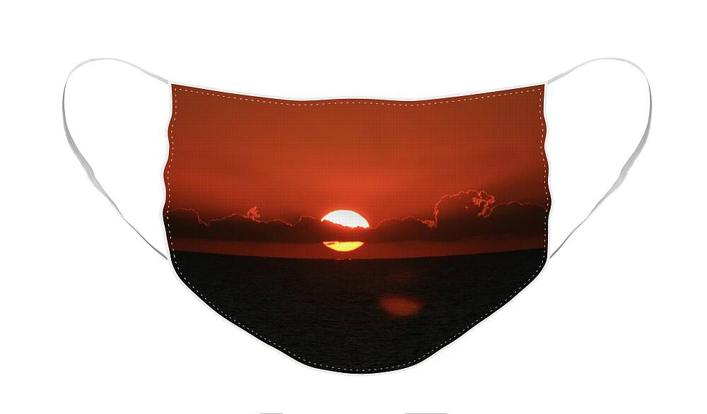 Sunset Face Mask featuring the photograph Red Sunset Over the Atlantic by Nadine Rippelmeyer