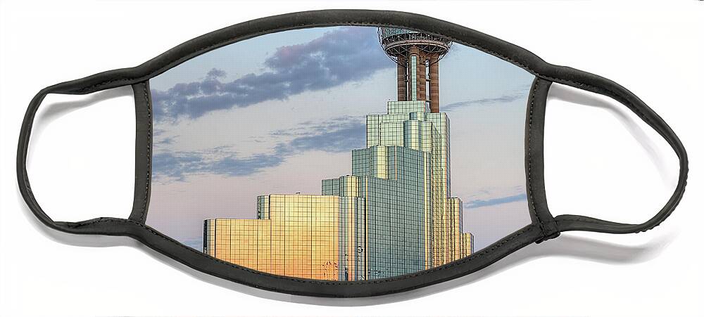 Dallas Face Mask featuring the photograph Reflecting on Reunion Tower by JC Findley