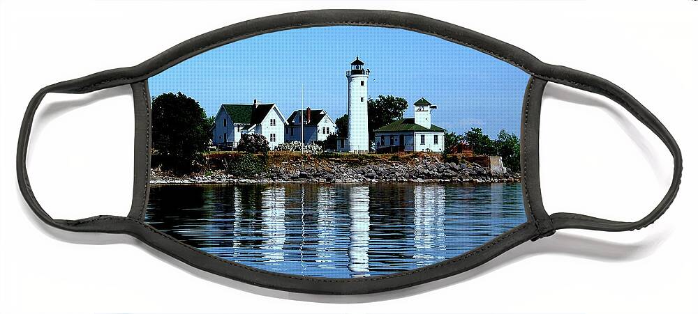 Thousand Islands Face Mask featuring the photograph Reflections at Tibbetts Point Lighthouse by Dennis McCarthy