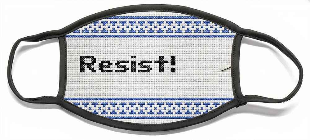 The Resistance Needlework Wall Art Face Mask featuring the tapestry - textile Resistance Cross Stitch by Susan Maxwell Schmidt