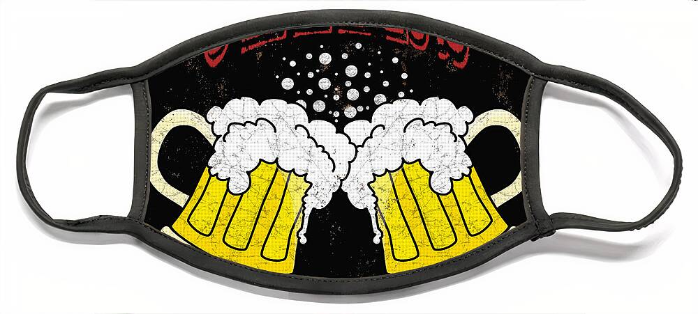 Jean Plout Face Mask featuring the painting Retro Beer Sign-JP2916 by Jean Plout