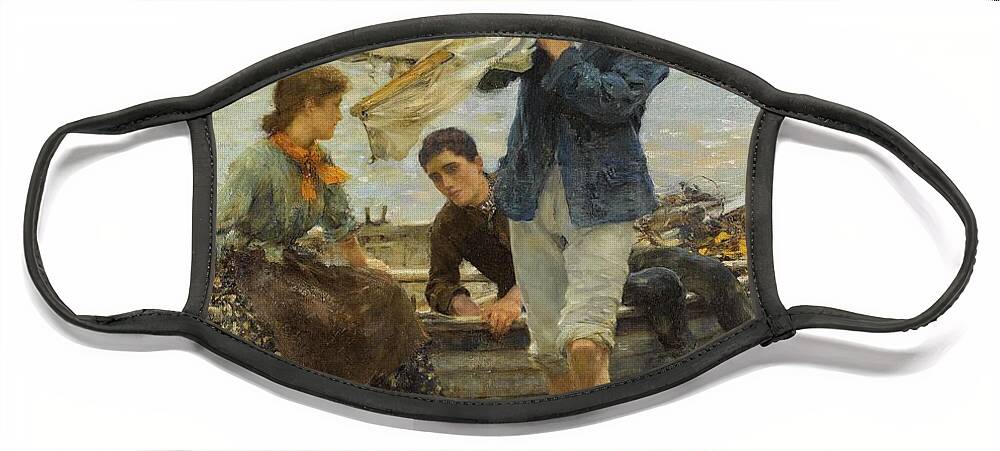 Return From Fishing Face Mask featuring the painting Return from Fishing by Henry Scott Tuke