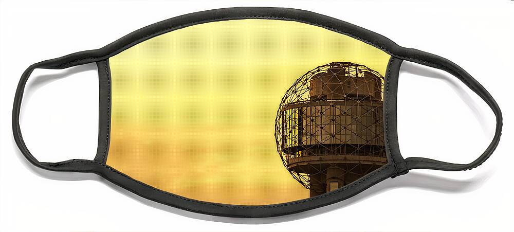 Reunion Tower Face Mask featuring the photograph Reunion Tower at Sunrise by Imagery by Charly