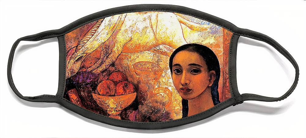Oil Face Mask featuring the painting Rich by Shijun Munns