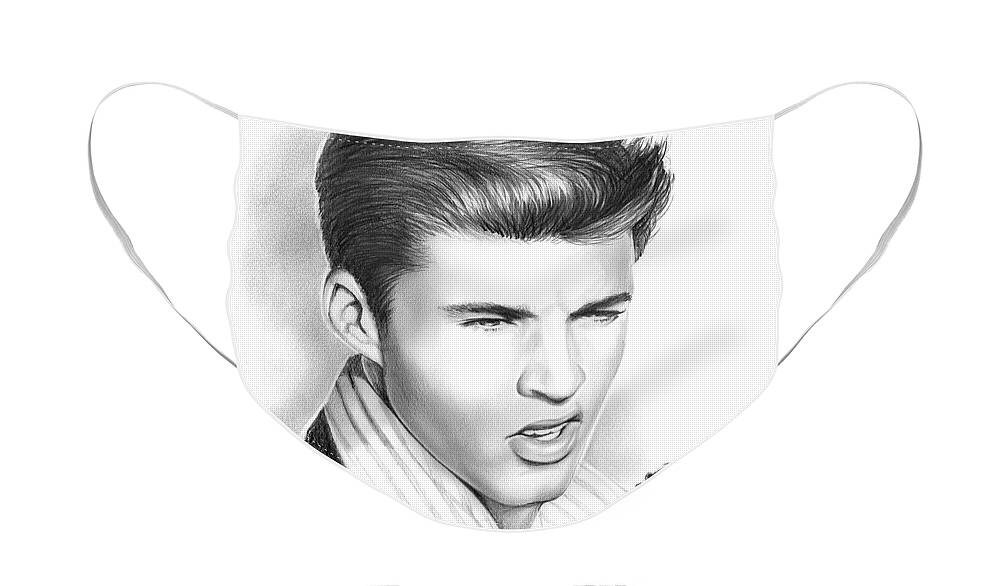 Ricky Nelson Face Mask featuring the drawing Ricky Nelson by Greg Joens
