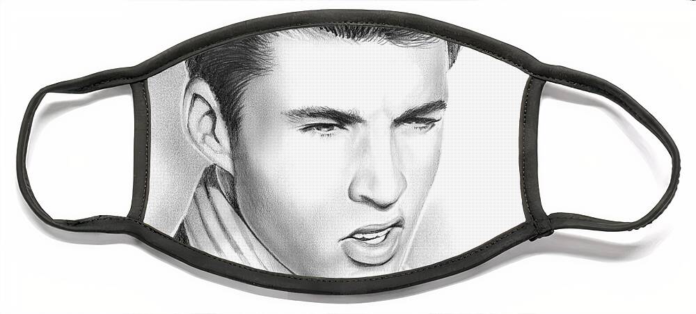 Ricky Nelson Face Mask featuring the drawing Ricky Nelson by Greg Joens