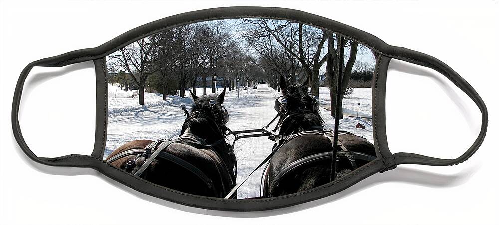 Winter Face Mask featuring the photograph Riding into Town by Keith Stokes