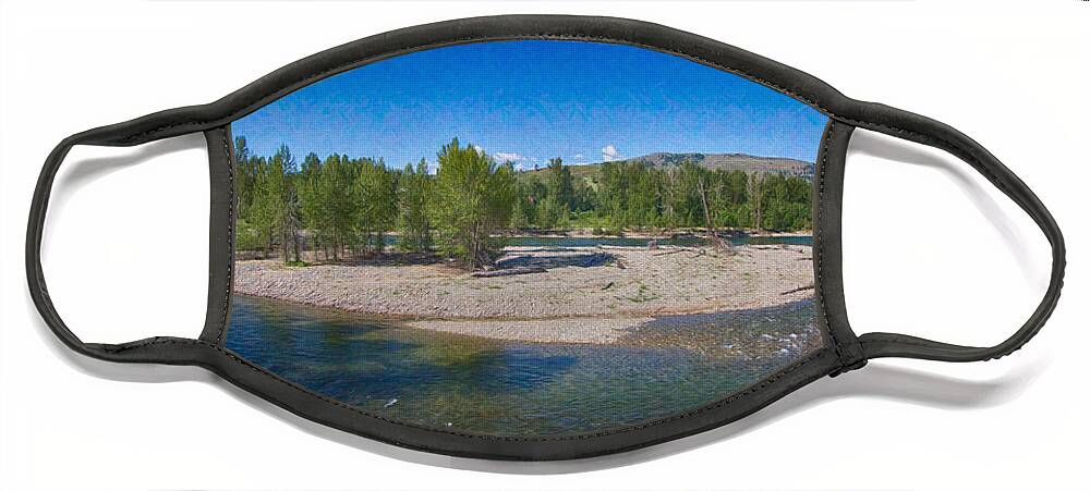 2015 Face Mask featuring the photograph Rio Vista Deck Panorama Methow Valley Landscapes by Omashte by Omaste Witkowski