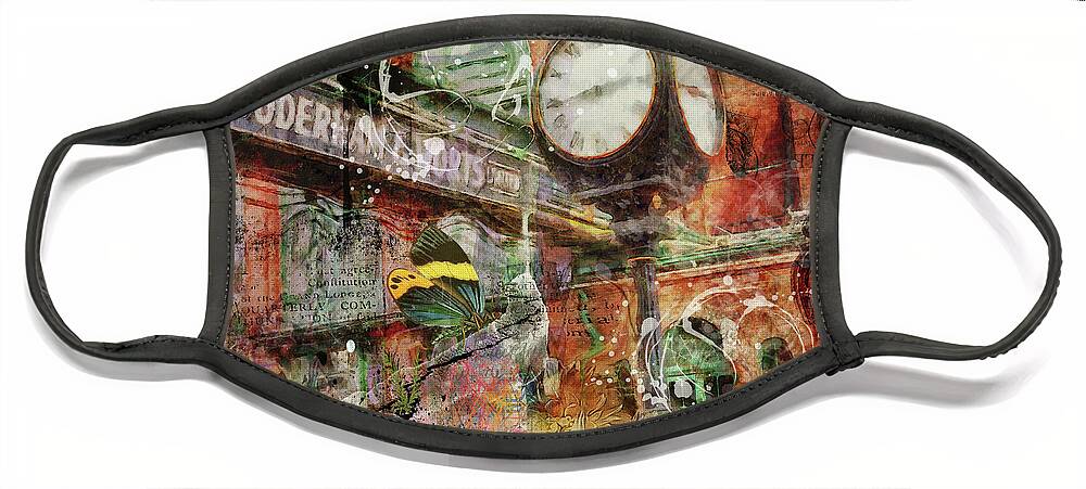 Toronto Face Mask featuring the digital art Riot of Colour Distillery District by Nicky Jameson