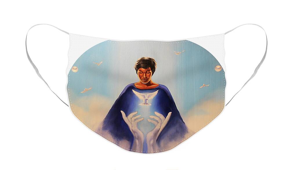 Zeta Phi Beta Face Mask featuring the painting Rise in this light by Jerome White