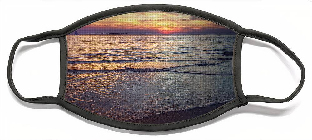 Sunset Face Mask featuring the photograph River Sunset by Tim Wemple